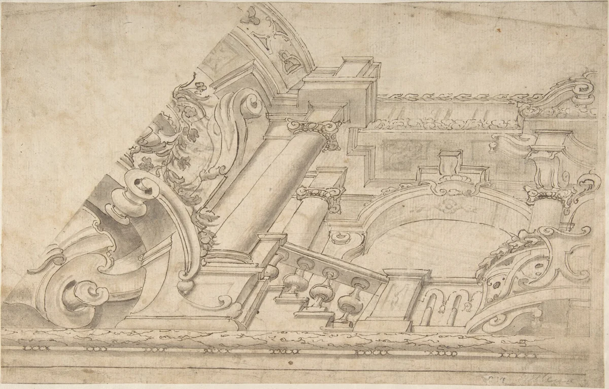 Perspective Design for a Ceiling by anonymous, drawing, 1700-1800