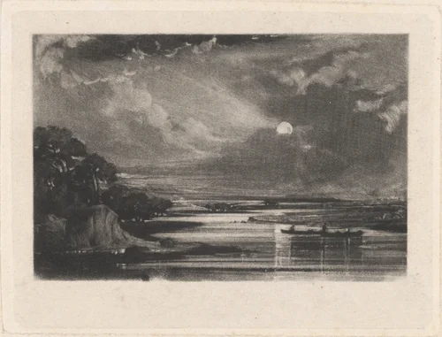 Approaching Storm, View on the Thames by David Lucas, print, 1829