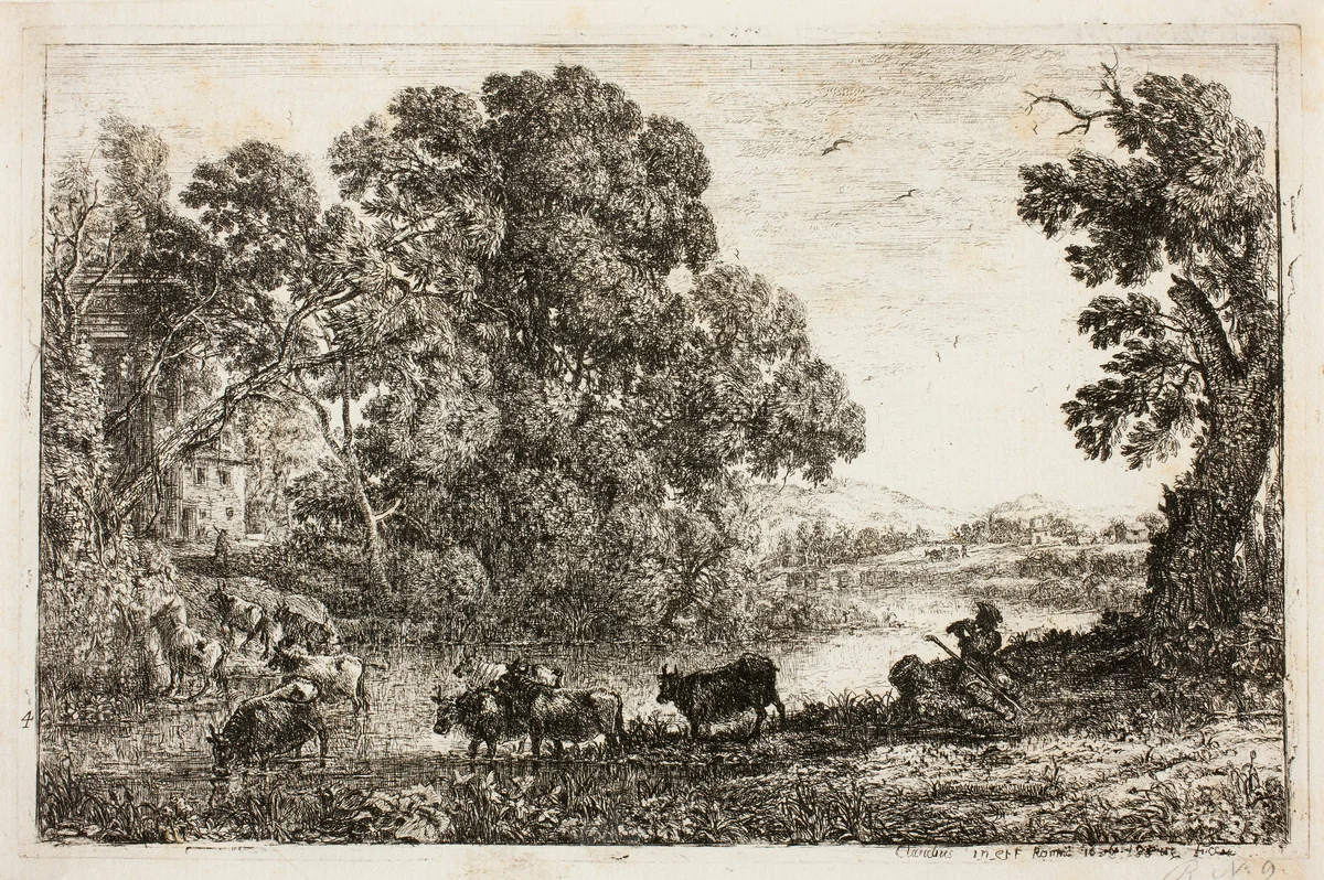 The Cowherd by Claude Lorrain, print, 1636