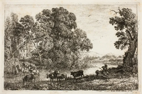 The Cowherd by Claude Lorrain, print, 1636