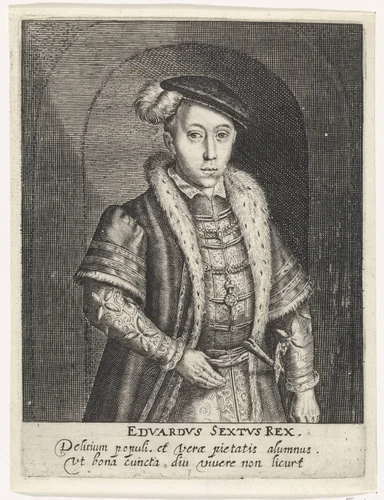 Portret van Edward VI by Crispijn van de Passe, print, 1574-1637