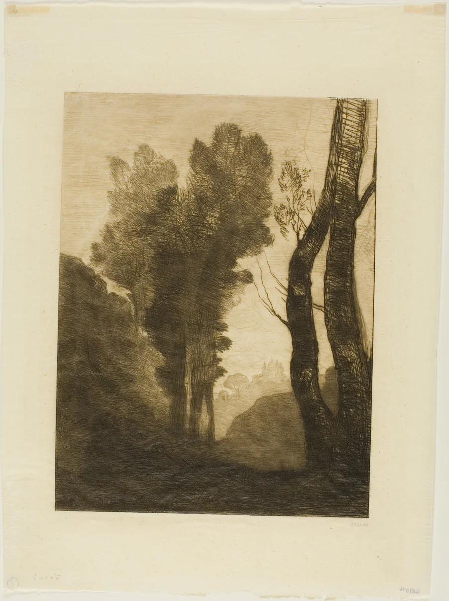 Outskirts of Rome by Jean-Baptiste-Camille Corot, print, 1866