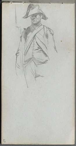 Sketchbook, page 67: Study of a Soldier by Ernest Meissonier, book, 1860-1869