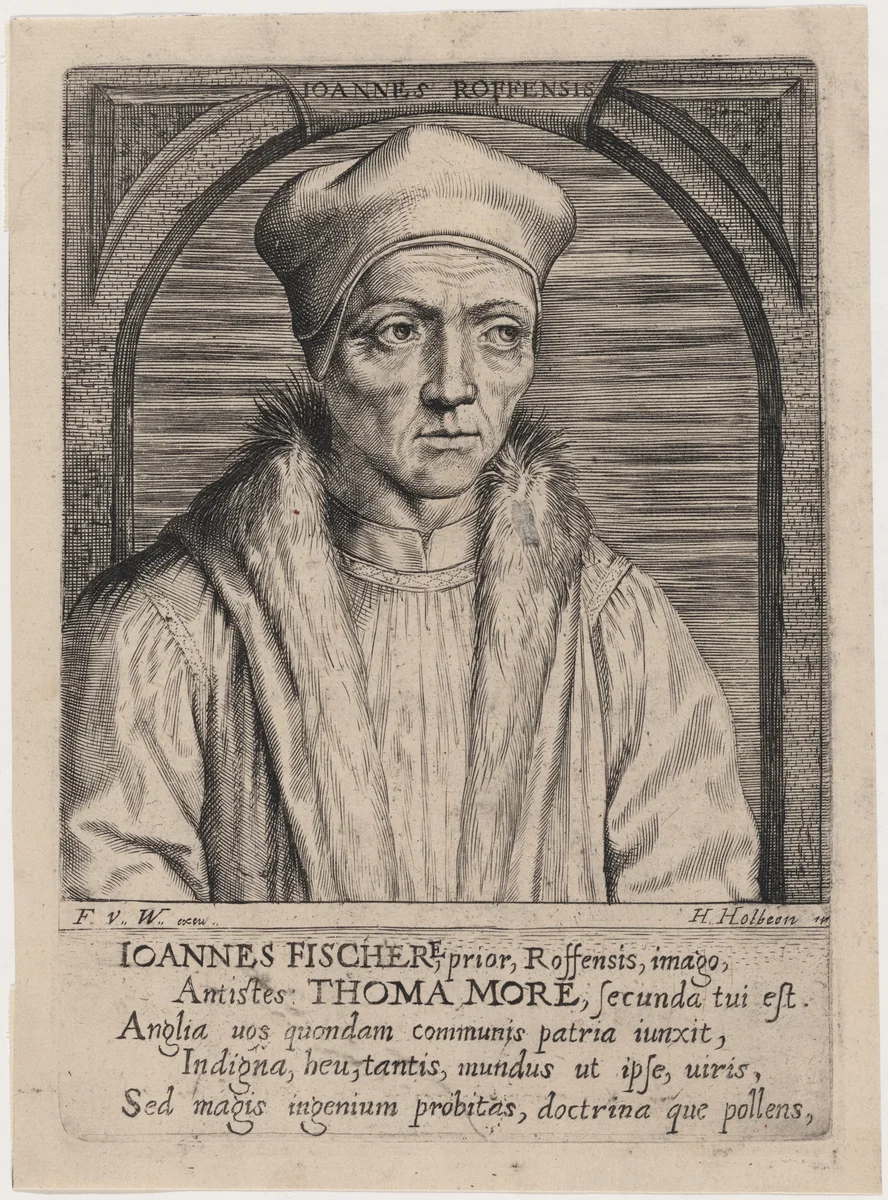 John Fisher, Bishop of Rochester by Frans van den Wyngaerde, print, 1614-1679