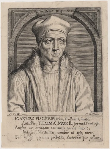 John Fisher, Bishop of Rochester by Frans van den Wyngaerde, print, 1614-1679