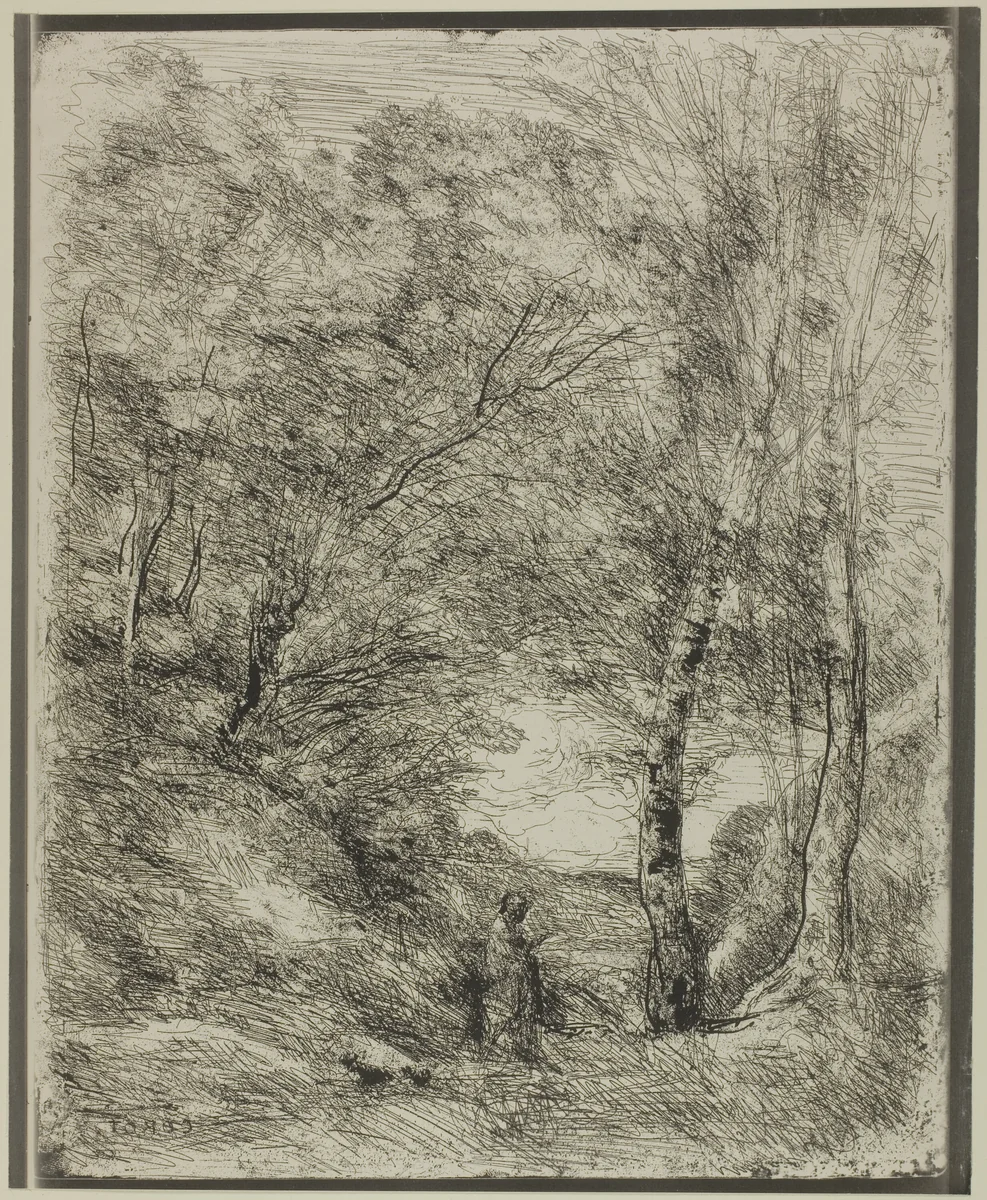 The Gardens of Horace by Jean-Baptiste-Camille Corot, print, 1855