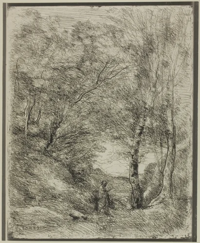 The Gardens of Horace by Jean-Baptiste-Camille Corot, print, 1855