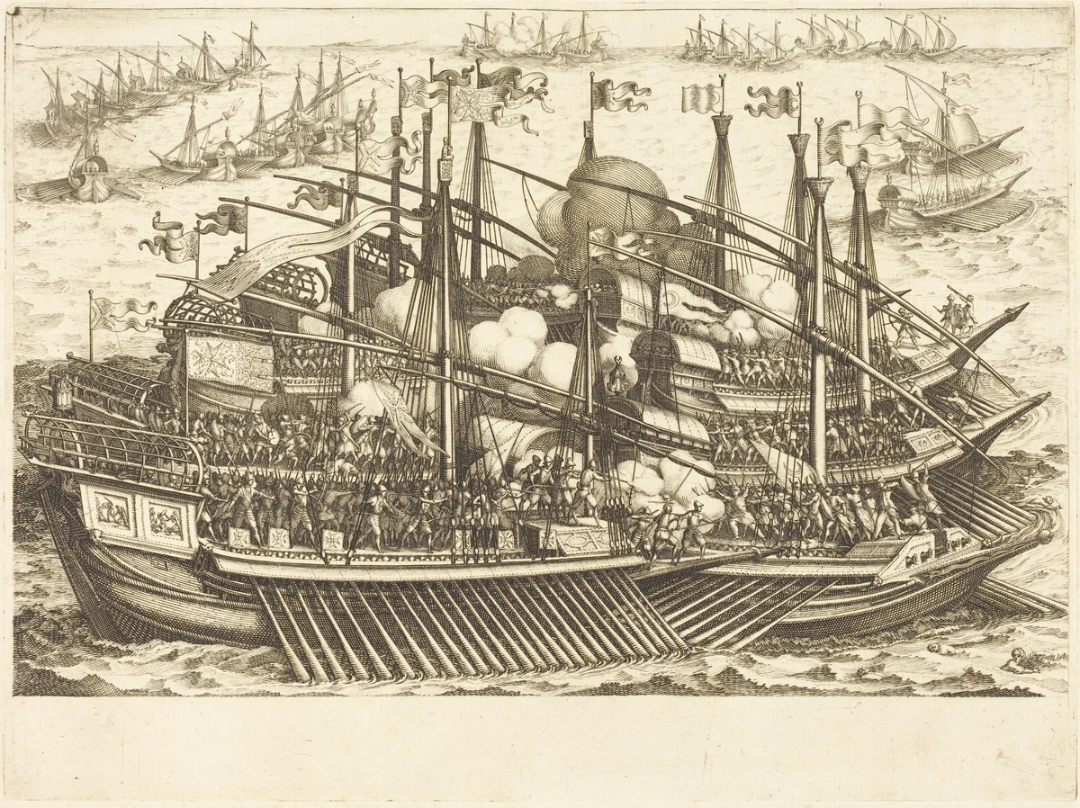 The First Naval Battle by Jacques Callot, print, 1614