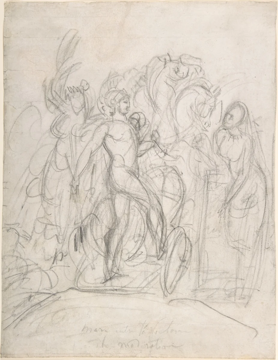 Mars Crowned by Victory and Listening to Moderation by Antoine-Jean Gros, drawing, 1780-1835