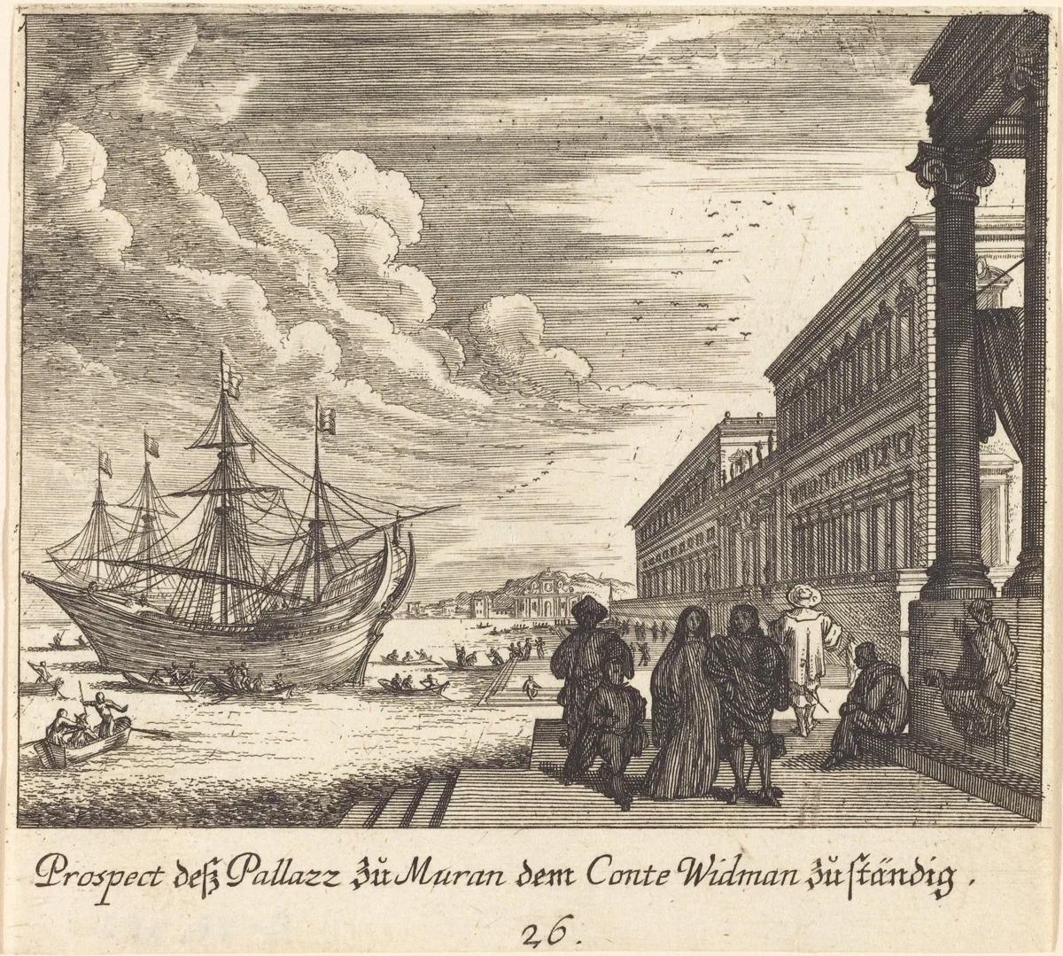 Palazzo of Count Widman by Melchior Küsel; Johann Wilhelm Baur, print, 1681