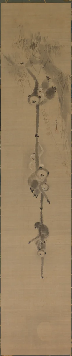 Gibbons Reaching for the Moon by Kano Tan'yū (狩野探幽), painting, 1602-1674