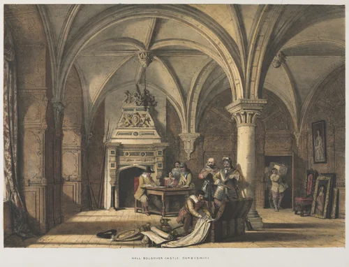 Hall, Bolsover Castle, Derbyshire by Joseph Nash, print, 1840