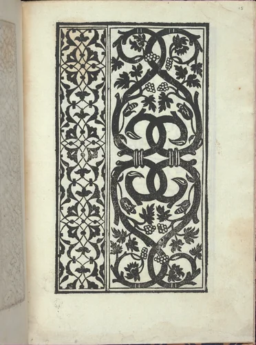 Libro quarto. De rechami per elquale se impara in diuersi modi lordine e il modo de recamare...Opera noua, page 15 (recto) by Alessandro Paganino, book, 1532