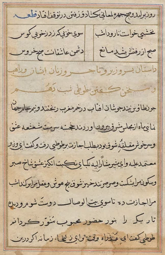 Page from Tales of a Parrot (Tuti-nama): text page by Unknown, painting, 1555-1565