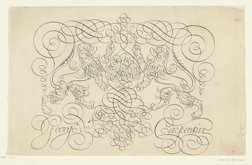 Schrijfvoorbeeld bestaande uit krullen by Lieven Willemsz. Coppenol, print, 1608-1618