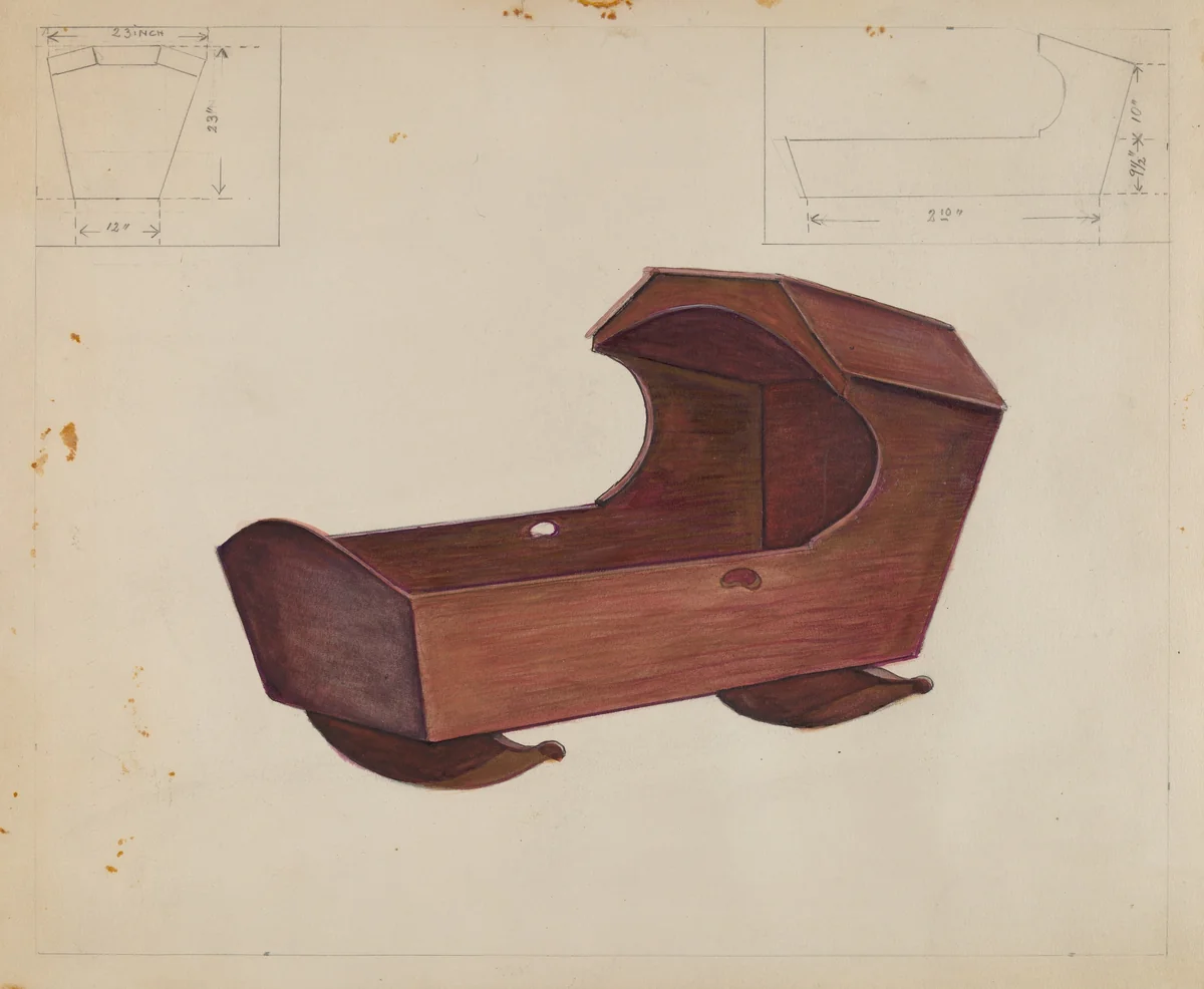 Hooded Cradle by Ludmilla Calderon, index of american design, 1936