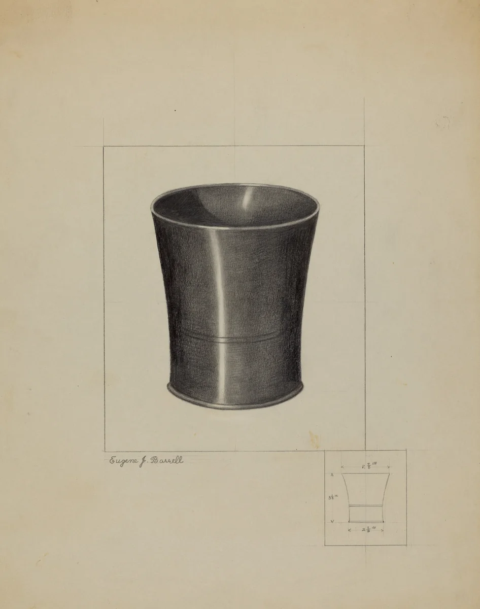 Pewter Beaker by Eugene Barrell, index of american design, 1936