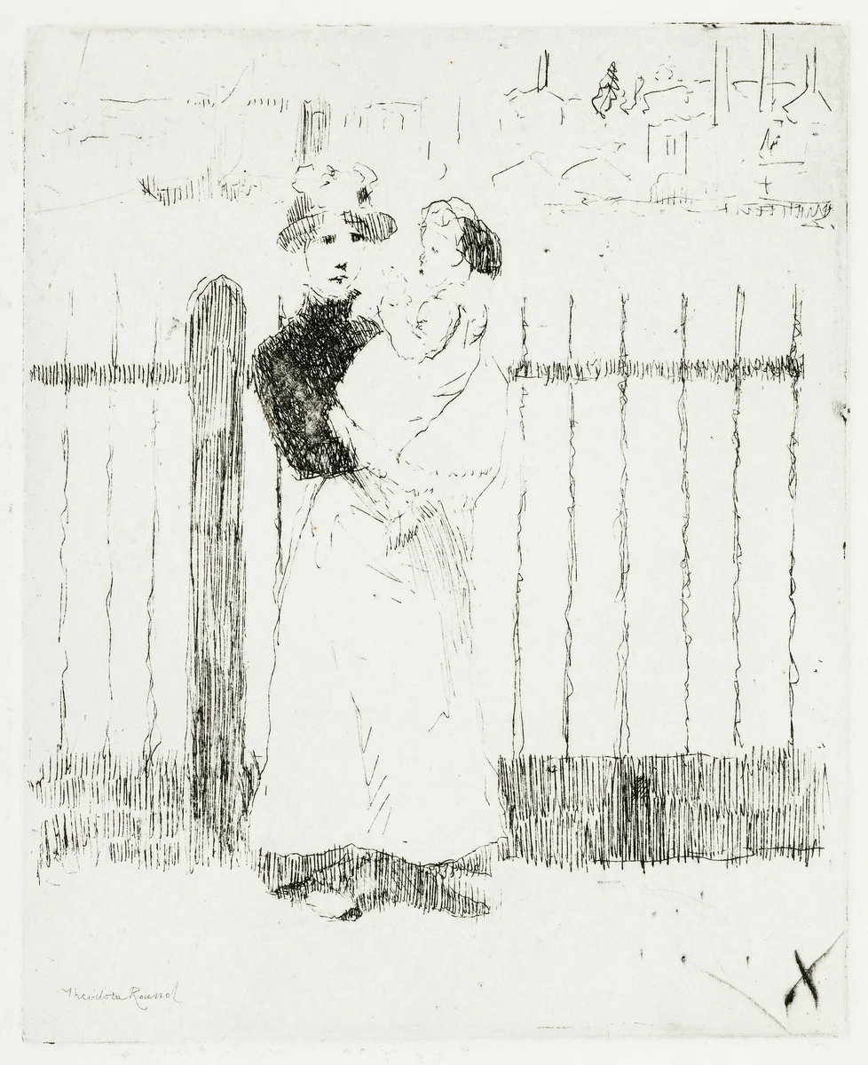 Emma and Her Baby, Chelsea Embankment by Theodore Roussel, print, 1888-1889