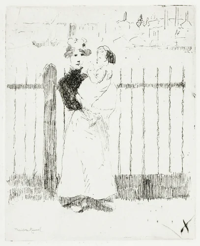 Emma and Her Baby, Chelsea Embankment by Theodore Roussel, print, 1888-1889