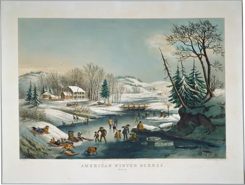 American Winter Scenes: Morning by Frances Flora Bond Palmer, print, 1854