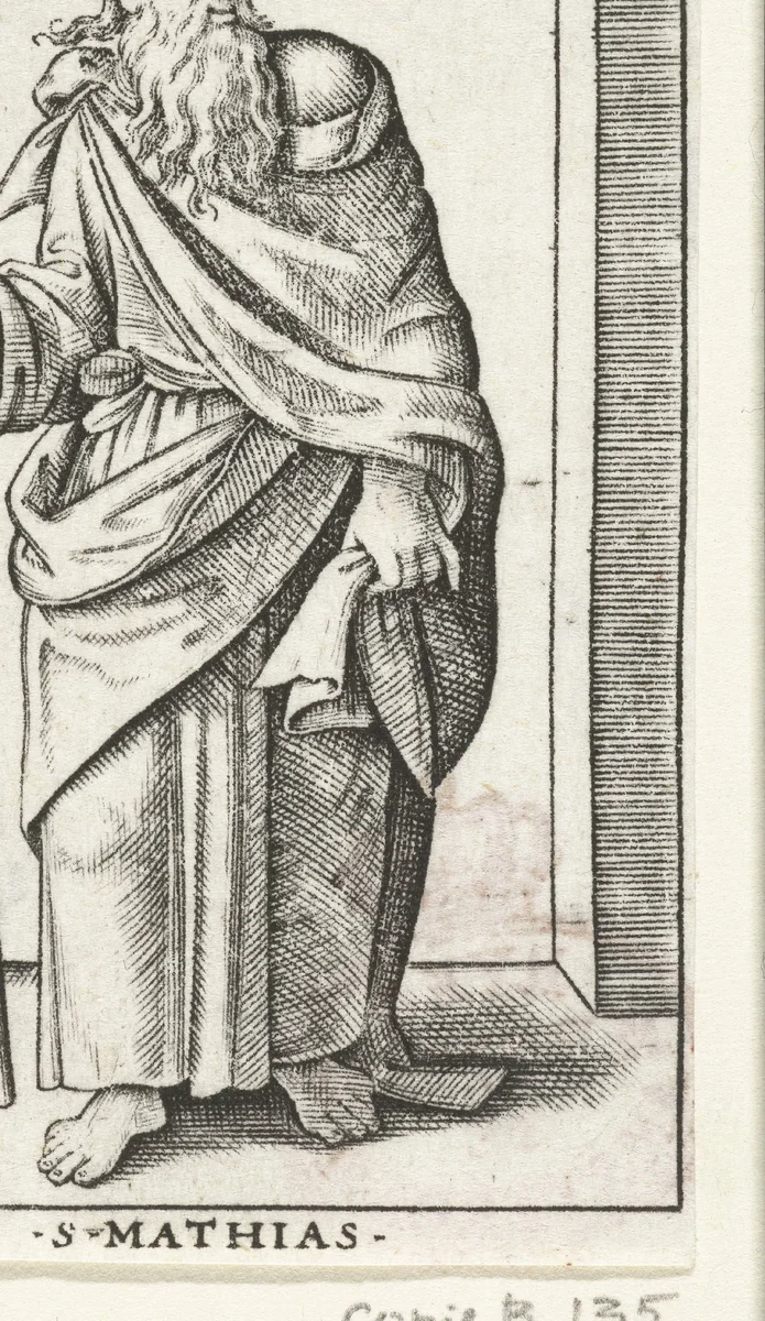 Apostel Mattias met speer by anonymous, print, 1517-1577