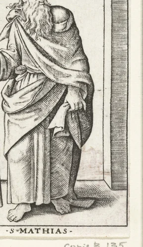 Apostel Mattias met speer by anonymous, print, 1517-1577