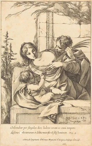 The Holy Family by Laurent de La Hyre, print, 1606-1656