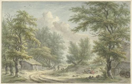 Landschap bij Eext, Drenthe by Egbert van Drielst, drawing, 1806
