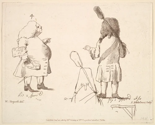 Caricatures of Lord Melcombe and Lord Winchelsea by Francesco Bartolozzi, print, 1781