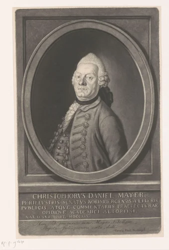 Portret van Christoph Daniel Mayer by Georg Paul Nusbiegel, print, 1723-1776