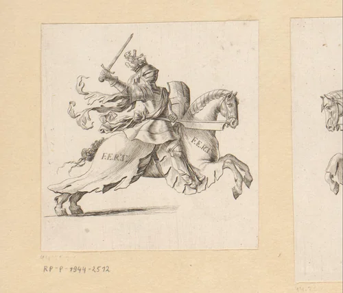 Ridder te paard in wapenuitrusting by anonymous, print, 1647-1714