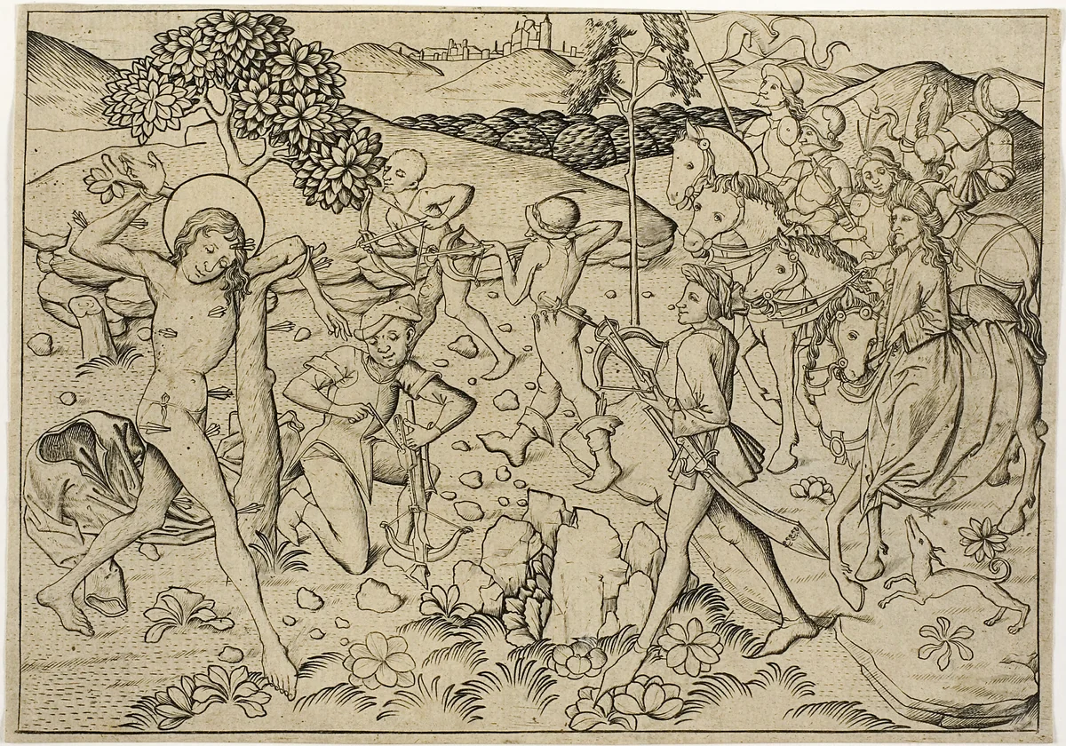 The Martyrdom of Saint Sebastian by Master E. S., print, 1450-1460