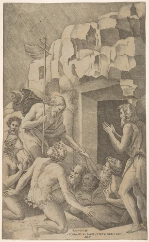 Christ in Limbo, after Raphael by Nicolas Beatrizet, print, 1541