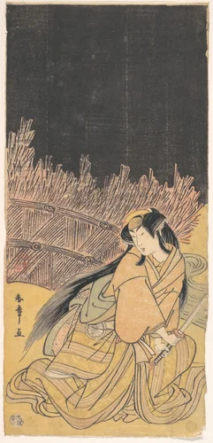 The Third Segawa Kikunojo as a Woman in a Crouching Position by Katsukawa Shunshô (勝川春章), print, 1778