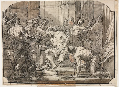 Flagellation of Christ by Gaspare Diziani, drawing, 1745-1760