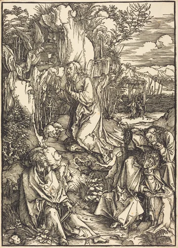 Christ on the Mount of Olives by Albrecht Dürer, print, 1497-1499