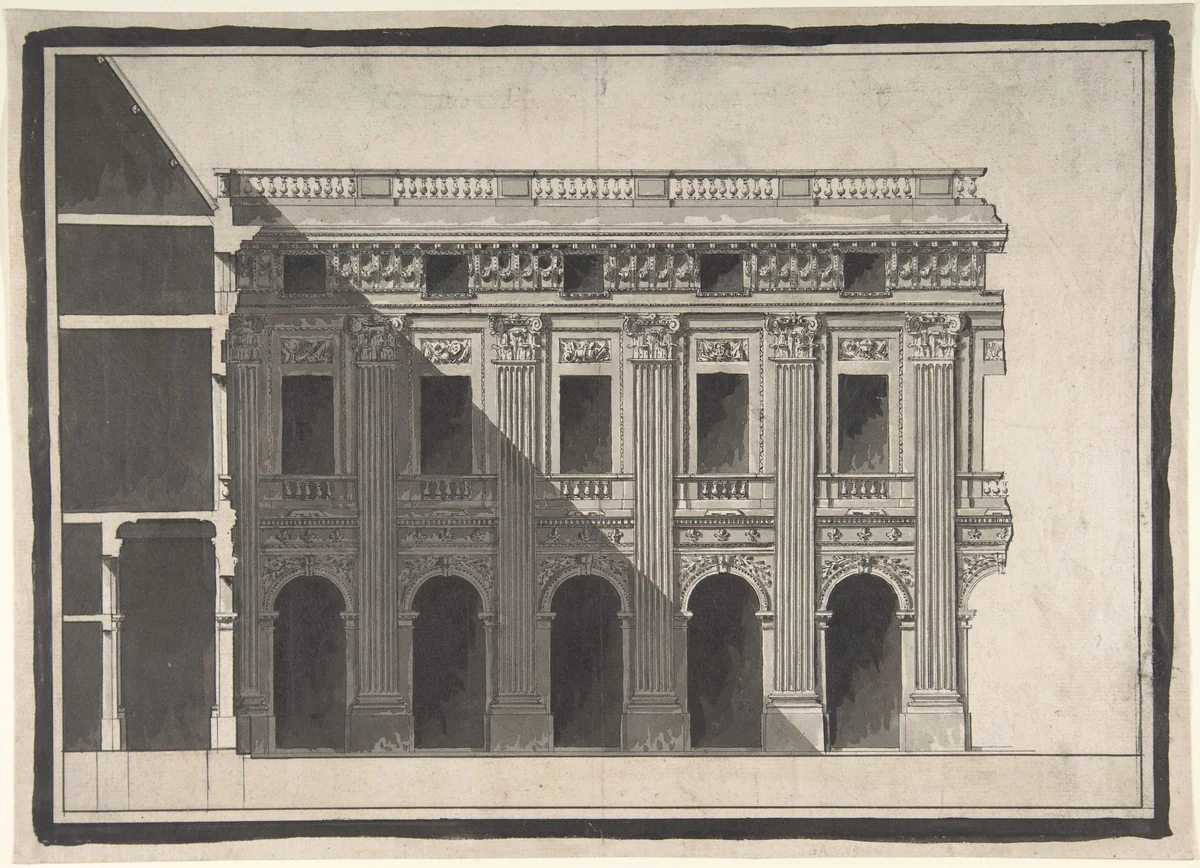 Design for the Garden Façade of the Palais Royal by Victor Louis, drawing, 1781