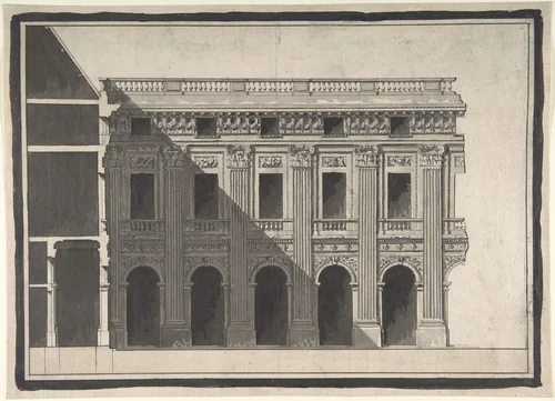 Design for the Garden Façade of the Palais Royal by Victor Louis, drawing, 1781