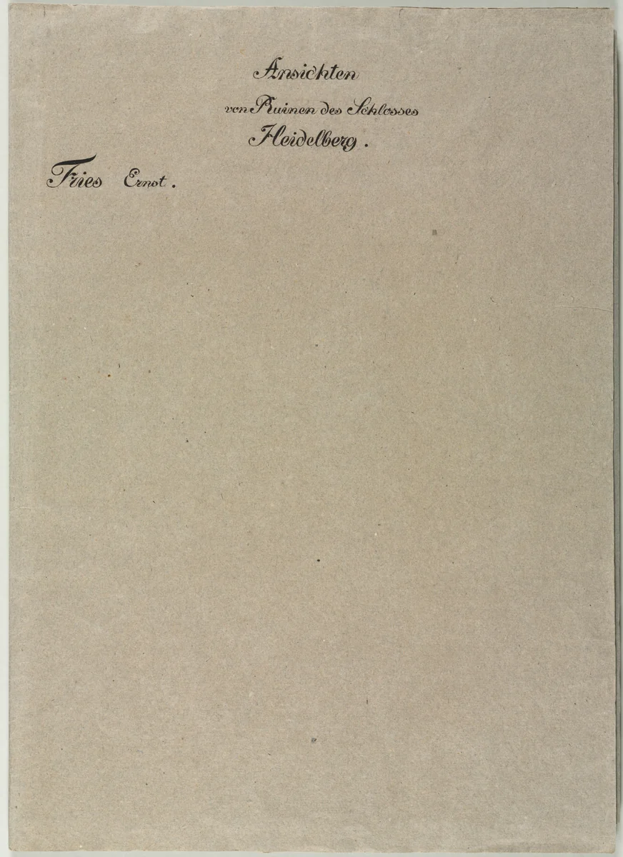 Six Views of Heidelberg Castle: Wrapper by Ernst Fries, print, 1820