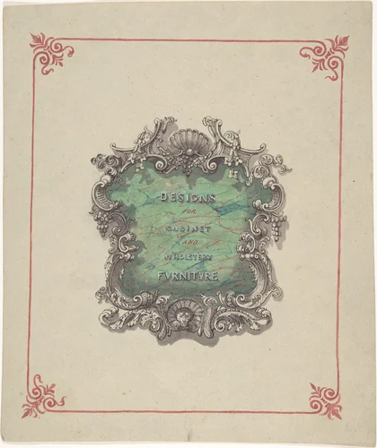 Title Page Design: Designs for Cabinet and Upholstery Furniture by Robert William Hume, drawing, 1830-1900