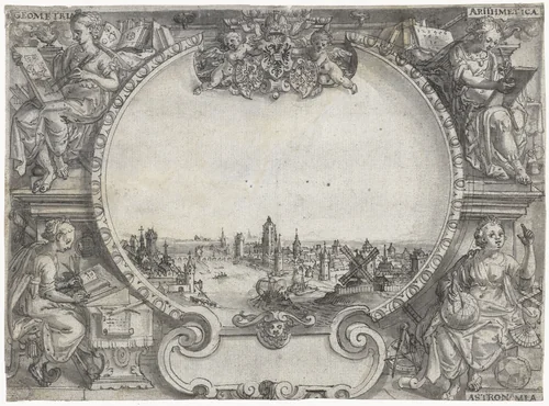 Gezicht op Frankfurt by anonymous, drawing, 1500-1600