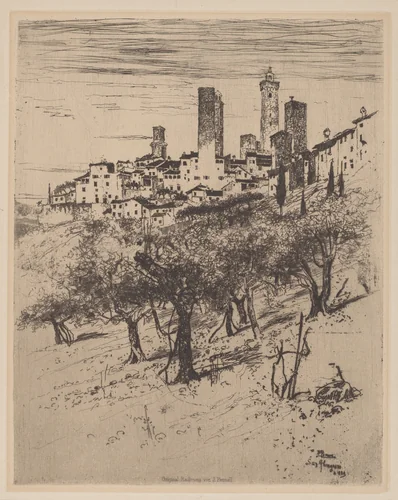 San Gimignano by Joseph Pennell, print, 1883
