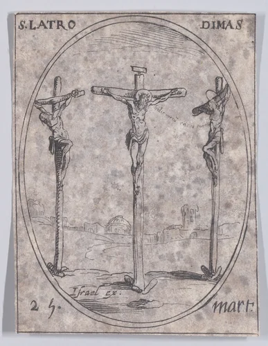 S. Dimas, le bon larron (St. Dismas, The Good Thief), March 25th, from "Les Images De Tous Les Saincts et Saintes de L'Année" (Images of All of the Saints and Religious Events of the Year) by Jacques Callot, print, 1636