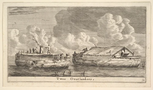 Twee Overlanders by Reinier Nooms, print, 1635-1668