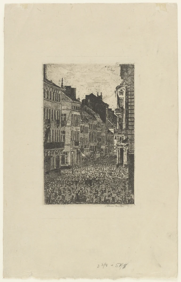 The Music in the Rue de Flandre, Ostend (La Musique Rue de Flandre, Ostende) by James Ensor, print, 1890