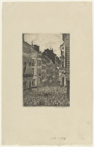 The Music in the Rue de Flandre, Ostend (La Musique Rue de Flandre, Ostende) by James Ensor, print, 1890