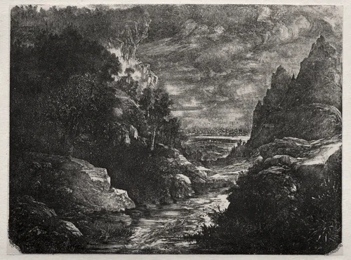The Mountain Stream by Rodolphe Bresdin, print, 1871