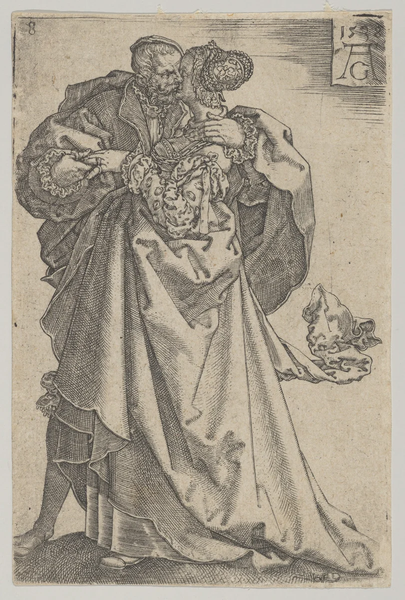 Dancing Couple, from "The Large Wedding Dancers" by Heinrich Aldegrever, print, 1538