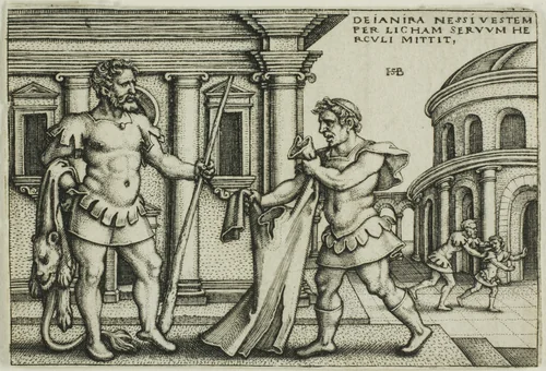 Lichas Bringing the Garment of Nessus to Hercules, from The Labors of Hercules by Sebald Beham, print, 1520-1550