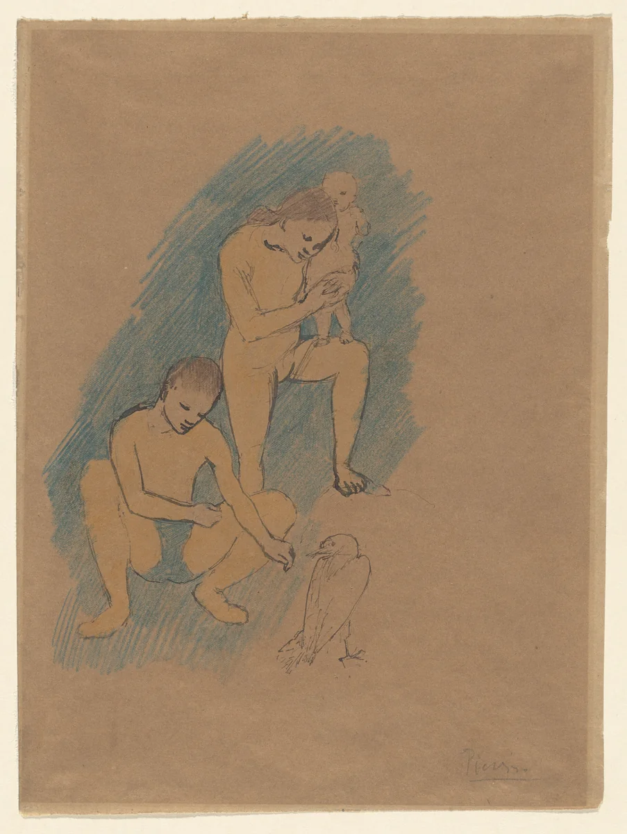 Family with a Crow by Pablo Picasso, drawing, 1905
